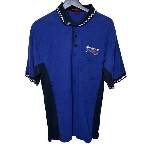 Y2K Snap On Racing Polo Shirt Medium - Picture 1 of 3